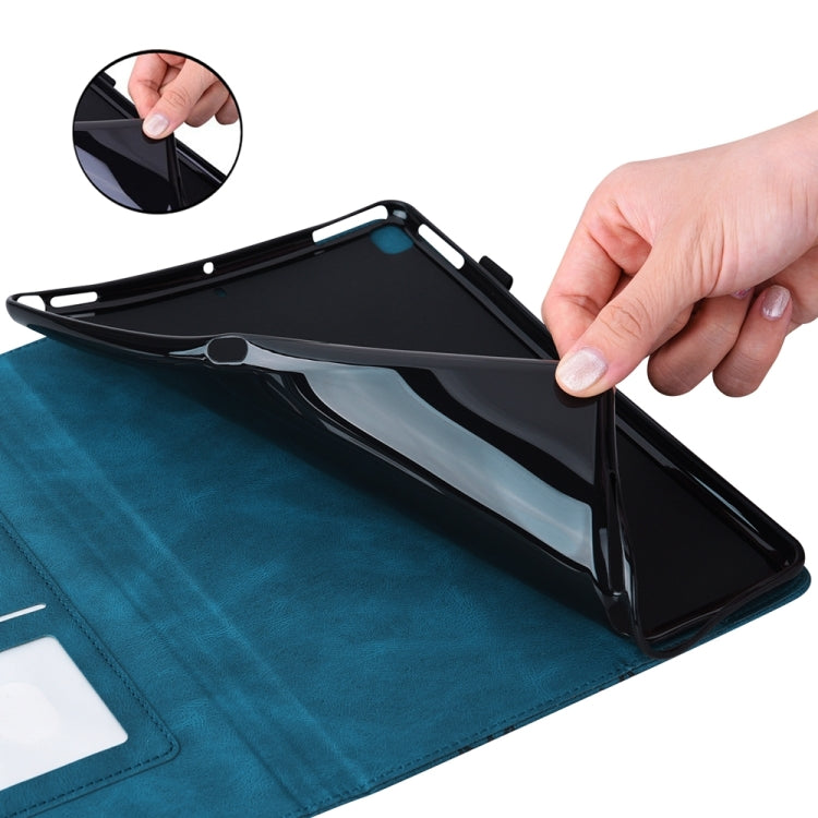 For Samsung Galaxy Tab S9 Ultra / S8 Ultra Big Butterfly Embossed Leather Tablet Case(Blue) by bashfashion