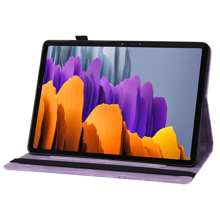 For Samsung Galaxy Tab S9 Ultra / S8 Ultra Big Butterfly Embossed Leather Tablet Case(Purple) by bashfashion