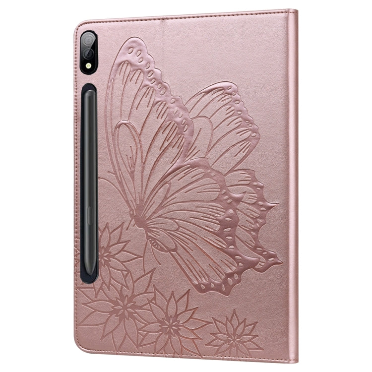 For Samsung Galaxy Tab S9 Ultra / S8 Ultra Big Butterfly Embossed Leather Tablet Case(Rose Gold) by bashfashion