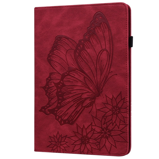 For Samsung Galaxy Tab S9 Ultra / S8 Ultra Big Butterfly Embossed Leather Tablet Case(Red) by bashfashion