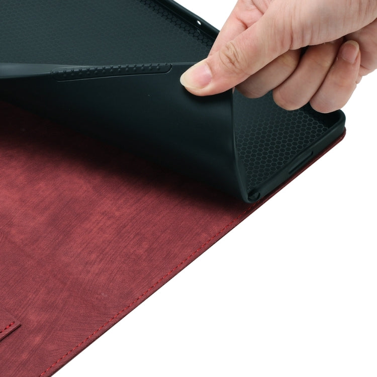 For iPad Air 13 2024 / Air 13 2025 Butterfly Cat Embossing Leather Tablet Case(Red) by bashfashion