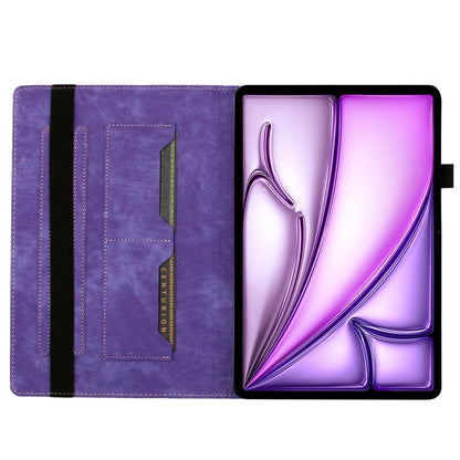 For iPad Air 11 2024 / Air 11 2025 Butterfly Cat Embossing Leather Tablet Case(Purple) by bashfashion