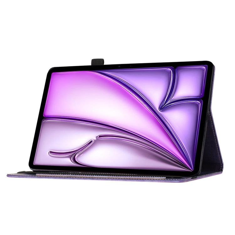 For iPad Air 11 2024 / Air 11 2025 Butterfly Cat Embossing Leather Tablet Case(Purple) by bashfashion
