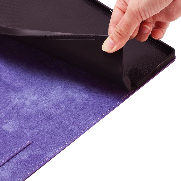 For iPad Air 11 2024 / Air 11 2025 Butterfly Cat Embossing Leather Tablet Case(Purple) by bashfashion