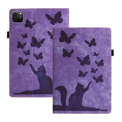 For iPad Pro 13 2025 / 2024 Butterfly Cat Embossing Leather Tablet Case(Purple) by bashfashion