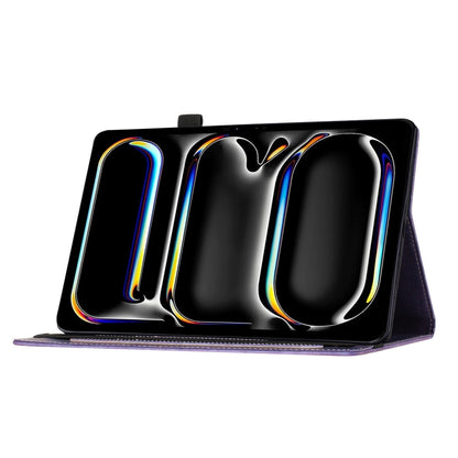 For iPad Pro 13 2025 / 2024 Butterfly Cat Embossing Leather Tablet Case(Purple) by bashfashion