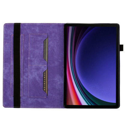 For Samsung Galaxy Tab S9 FE+ / S9+ / S8+ Butterfly Cat Embossing Leather Tablet Case(Purple) by bashfashion