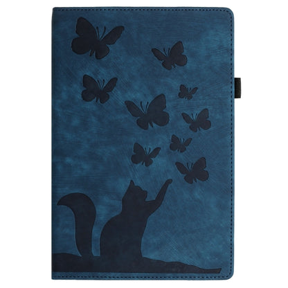 For Samsung Galaxy Tab S9 FE+ / S9+ / S8+ Butterfly Cat Embossing Leather Tablet Case(Dark Blue) by bashfashion