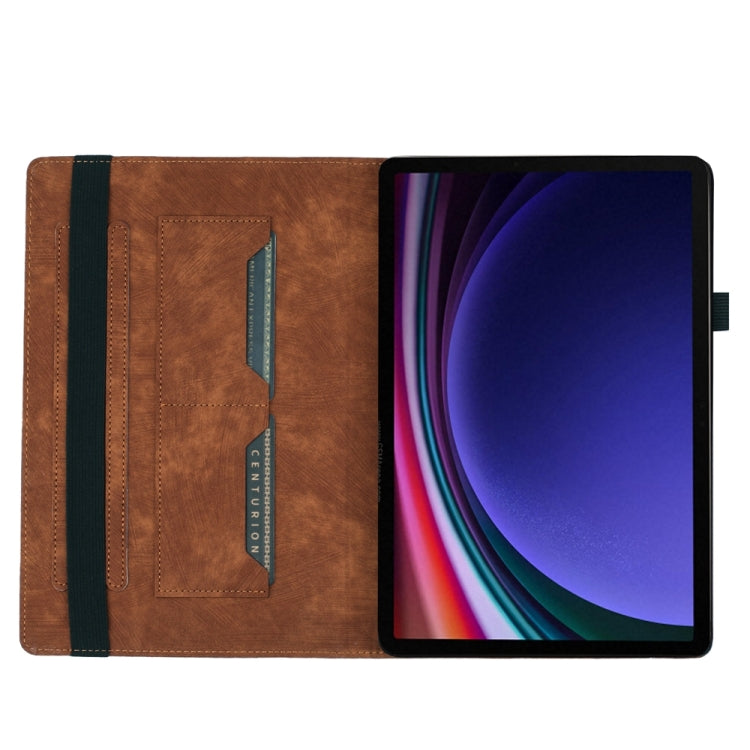 For Samsung Galaxy Tab S9 FE+ / S9+ / S8+ Butterfly Cat Embossing Leather Tablet Case(Brown) by bashfashion