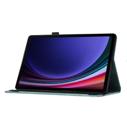 For Samsung Galaxy Tab S9 Ultra / S8 Ultra Butterfly Cat Embossing Leather Tablet Case(Sky Blue) by bashfashion