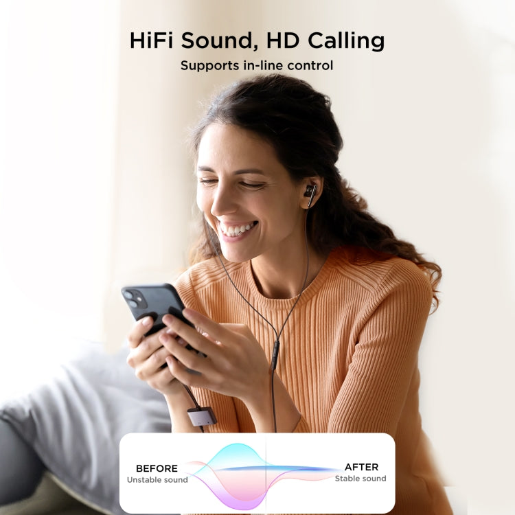 JOYROOM SY-L01 Transsion Series 2 in 1 8 Pin to 3.5mm+8 Pin Audio Adapter(Black) by JOYROOM