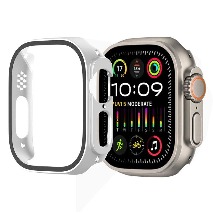 For Apple Watch Ultra 3 / 2 / 1 Ultra 49mm Painting PC Hybrid Tempered Film Integrated Watch Case(Silver) by bashfashion