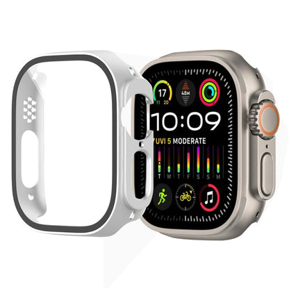 For Apple Watch Ultra 3 / 2 / 1 Ultra 49mm Painting PC Hybrid Tempered Film Integrated Watch Case(Silver) by bashfashion