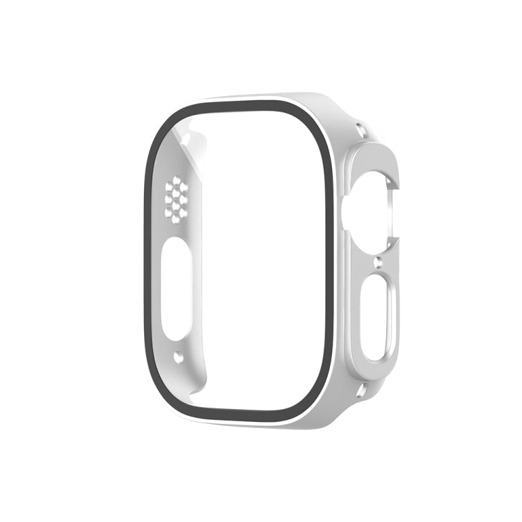 For Apple Watch Ultra 3 / 2 / 1 Ultra 49mm Painting PC Hybrid Tempered Film Integrated Watch Case(Silver) by bashfashion