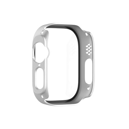 For Apple Watch Ultra 3 / 2 / 1 Ultra 49mm Painting PC Hybrid Tempered Film Integrated Watch Case(Silver) by bashfashion