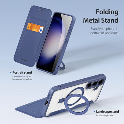 For Samsung Galaxy S24+ 5G DUX DUCIS Skin X Pro Series Magsafe Ring Holder Leather Phone Case(Blue) by DUX DUCIS