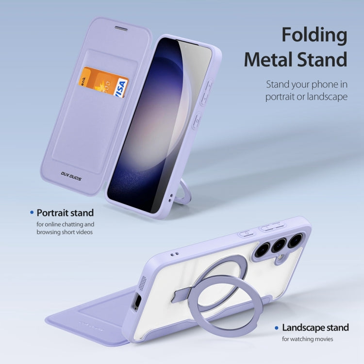 For Samsung Galaxy S24+ 5G DUX DUCIS Skin X Pro Series Magsafe Ring Holder Leather Phone Case(Purple) by DUX DUCIS