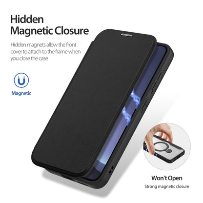 For Samsung Galaxy S25 5G DUX DUCIS Skin X Pro Series Magsafe Ring Holder Leather Phone Case(Black) by DUX DUCIS