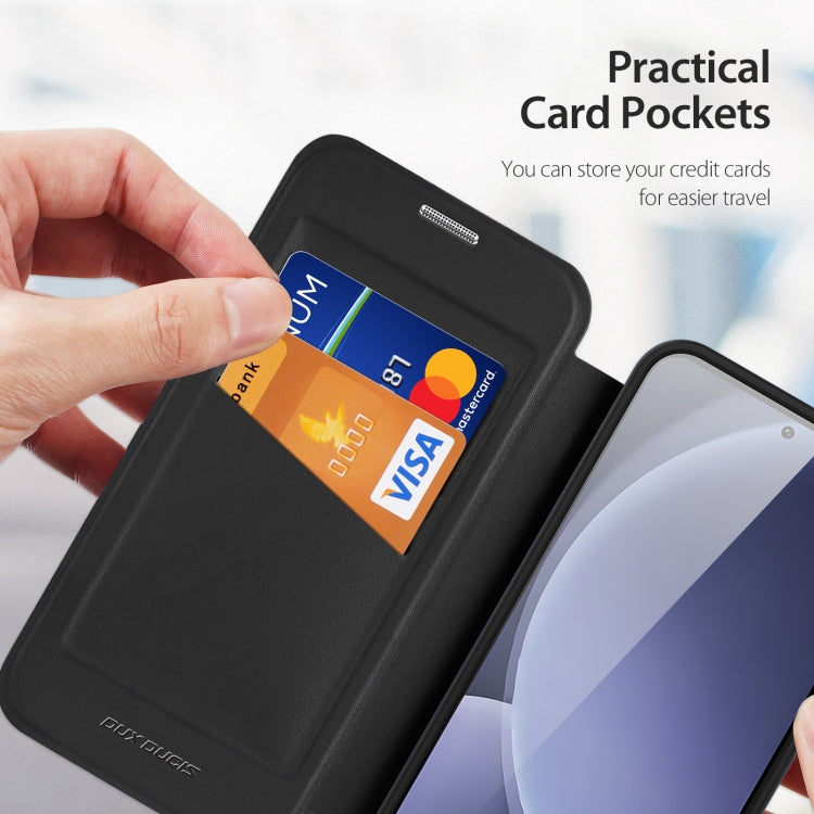 For Samsung Galaxy S25 5G DUX DUCIS Skin X Pro Series Magsafe Ring Holder Leather Phone Case(Black) by DUX DUCIS