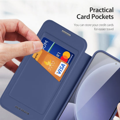 For Samsung Galaxy S25+ 5G DUX DUCIS Skin X Pro Series Magsafe Ring Holder Leather Phone Case(Blue) by DUX DUCIS