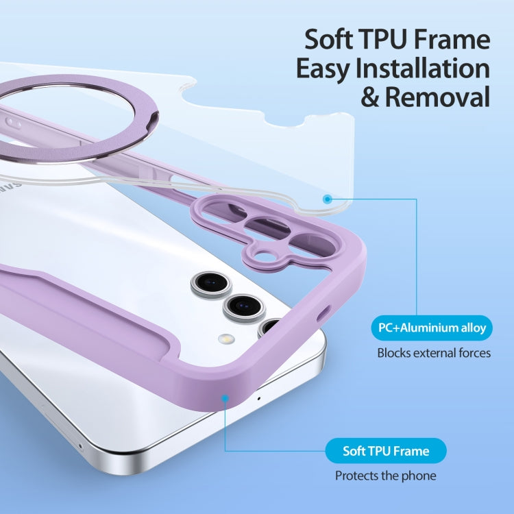 For Samsung Galaxy S25+ 5G DUX DUCIS Skin X Pro Series Magsafe Ring Holder Leather Phone Case(Purple) by DUX DUCIS