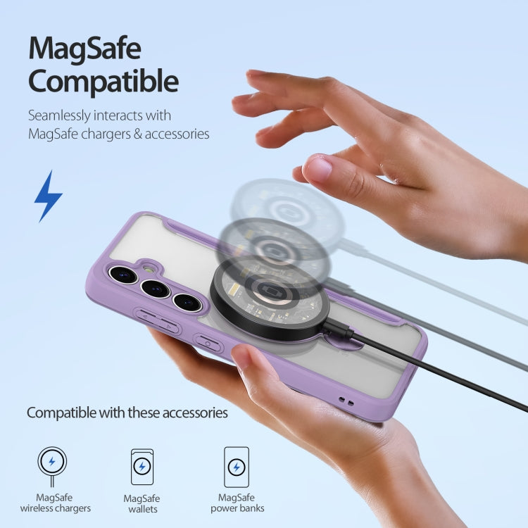 For Samsung Galaxy S25+ 5G DUX DUCIS Skin X Pro Series Magsafe Ring Holder Leather Phone Case(Purple) by DUX DUCIS