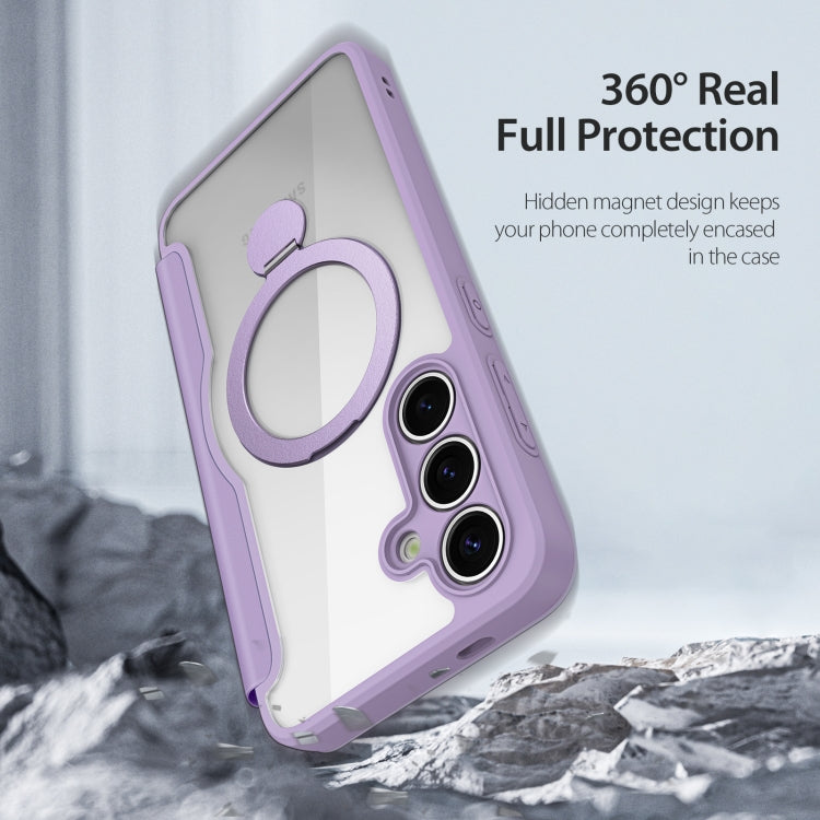 For Samsung Galaxy S25+ 5G DUX DUCIS Skin X Pro Series Magsafe Ring Holder Leather Phone Case(Purple) by DUX DUCIS