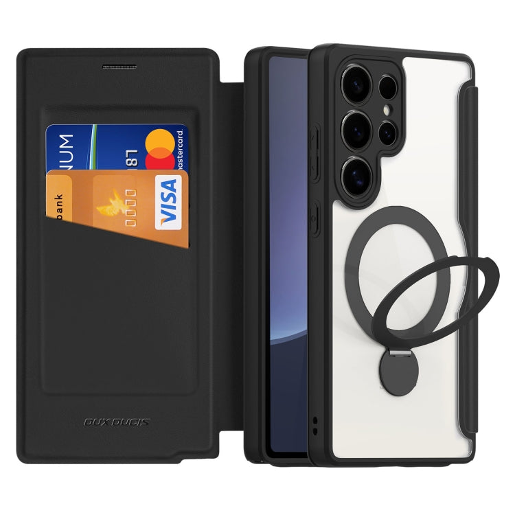 For Samsung Galaxy S25 Ultra 5G DUX DUCIS Skin X Pro Series Magsafe Ring Holder Leather Phone Case(Black) by DUX DUCIS