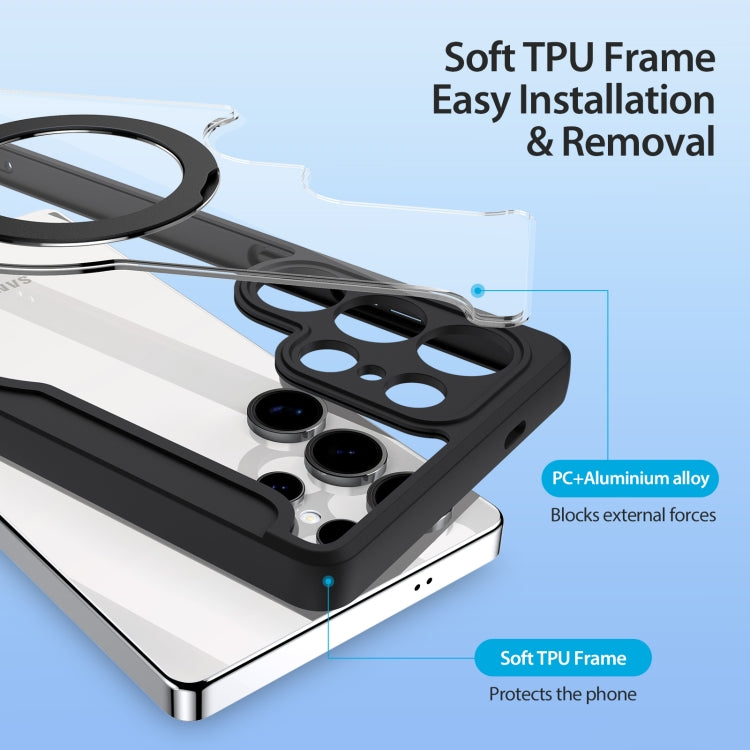 For Samsung Galaxy S25 Ultra 5G DUX DUCIS Skin X Pro Series Magsafe Ring Holder Leather Phone Case(Black) by DUX DUCIS