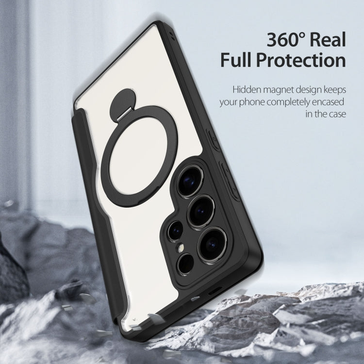 For Samsung Galaxy S25 Ultra 5G DUX DUCIS Skin X Pro Series Magsafe Ring Holder Leather Phone Case(Black) by DUX DUCIS