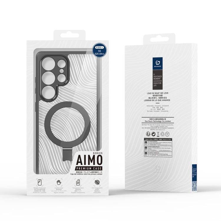 For Samsung Galaxy S25 Ultra 5G DUX DUCIS Aimo Mag Series MagSafe Ring Holder Frosted Phone Case(Black) by DUX DUCIS