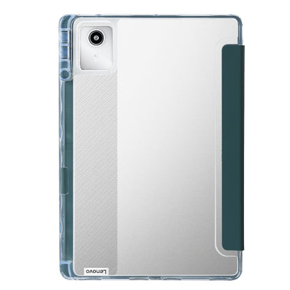 For Lenovo Tab M11 /Xiaoxin Pad 11 2024 Clear Acrylic 3-Fold Leather Tablet Case(Deep Green) by bashfashion