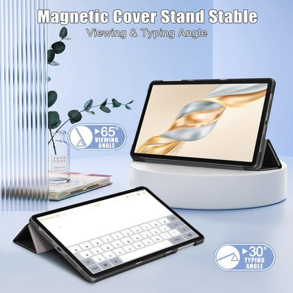 For Honor Pad X9a / X9 Pro Custer Pure Color 3-Fold Leather Tablet Case(Black) by bashfashion