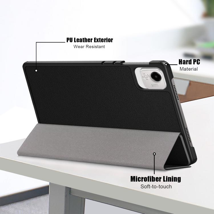 For Honor Pad X9a / X9 Pro Custer Pure Color 3-Fold Leather Tablet Case(Black) by bashfashion