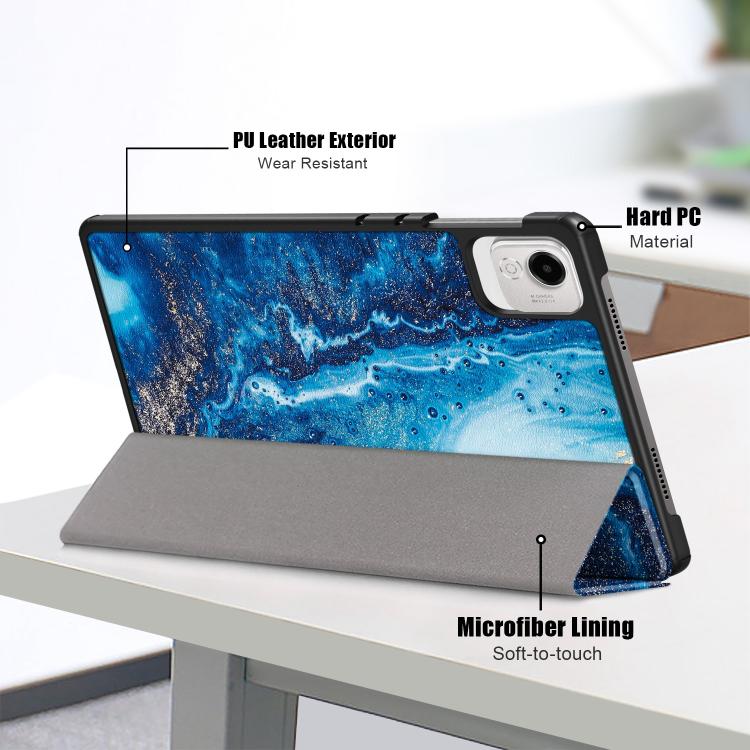 For Honor Pad X9a / X9 Pro Custer Painted 3-Fold Leather Tablet Case(Wave) by bashfashion