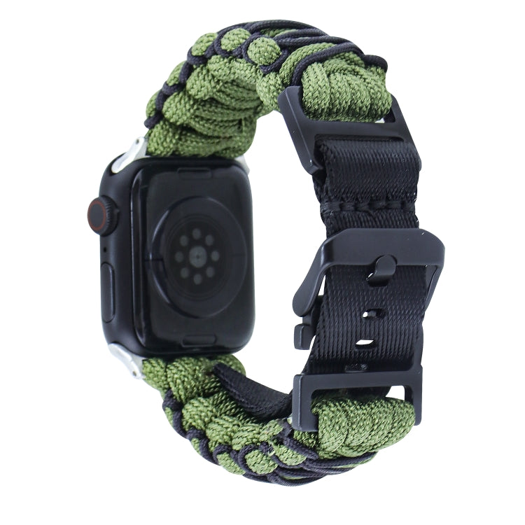 For Apple Watch SE 2023 40mm Dual-layer Braided Paracord Buckle Watch Band(Army Green Black) by bashfashion