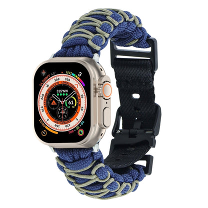 For Apple Watch Ultra 2 49mm Dual-layer Braided Paracord Buckle Watch Band(Navy Army Green) by bashfashion