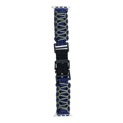For Apple Watch Ultra 2 49mm Dual-layer Braided Paracord Buckle Watch Band(Navy Army Green) by bashfashion