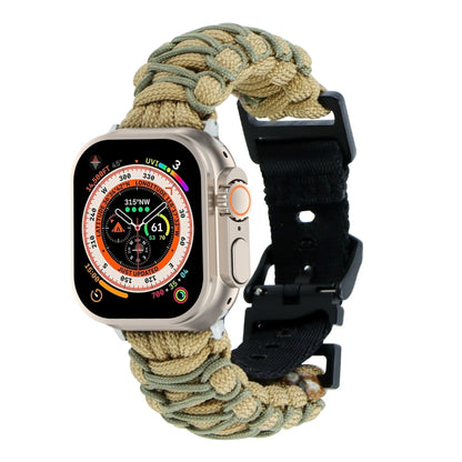 For Apple Watch Ultra 2 49mm Dual-layer Braided Paracord Buckle Watch Band(Khaki Army Green) by bashfashion
