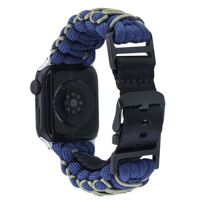 For Apple Watch Series 8 41mm Dual-layer Braided Paracord Buckle Watch Band(Navy Army Green) by bashfashion