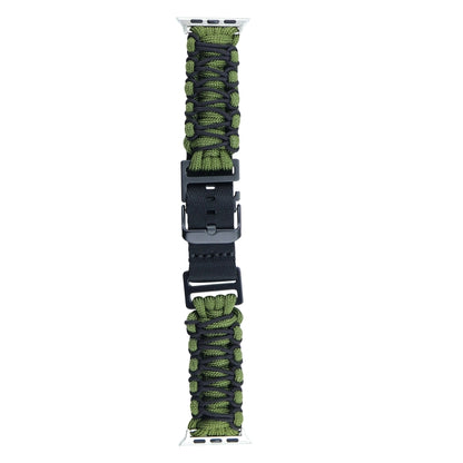 For Apple Watch Series 7 41mm Dual-layer Braided Paracord Buckle Watch Band(Army Green Black) by bashfashion