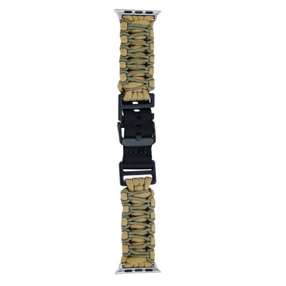 For Apple Watch Series 7 41mm Dual-layer Braided Paracord Buckle Watch Band(Khaki Army Green) by bashfashion