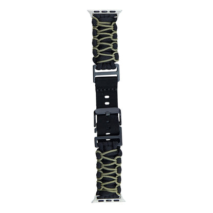 For Apple Watch Series 7 45mm Dual-layer Braided Paracord Buckle Watch Band(Black Army Green) by bashfashion