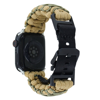 For Apple Watch Series 7 45mm Dual-layer Braided Paracord Buckle Watch Band(Khaki Army Green) by bashfashion