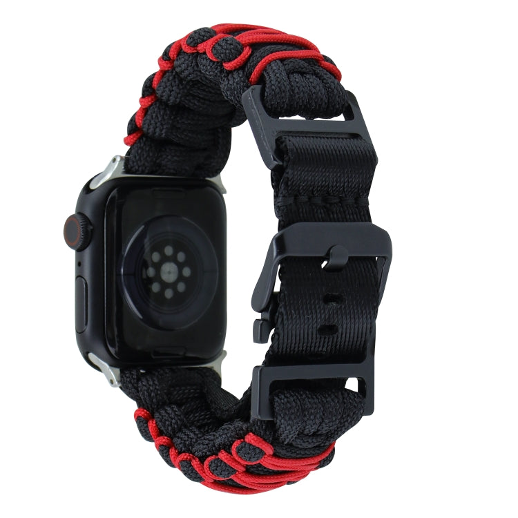 For Apple Watch SE 40mm Dual-layer Braided Paracord Buckle Watch Band(Black Red) by bashfashion