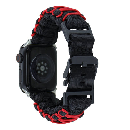 For Apple Watch SE 40mm Dual-layer Braided Paracord Buckle Watch Band(Black Red) by bashfashion