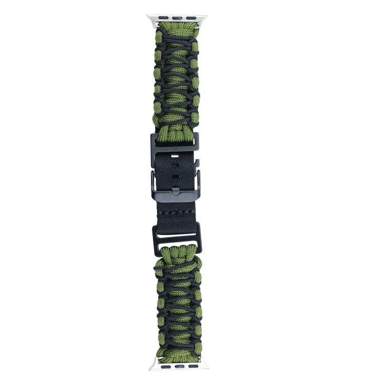 For Apple Watch Series 5 40mm Dual-layer Braided Paracord Buckle Watch Band(Army Green Black) by bashfashion