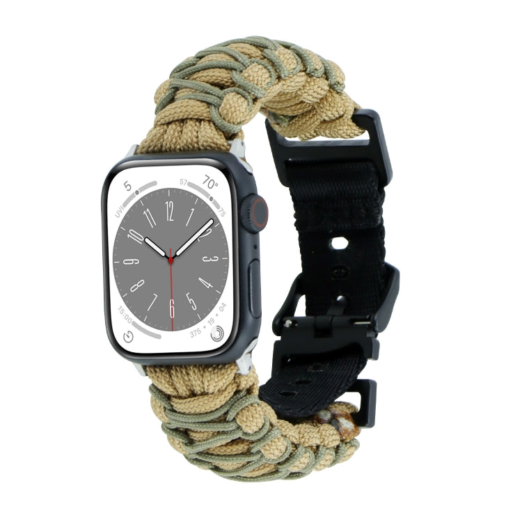For Apple Watch Series 4 40mm Dual-layer Braided Paracord Buckle Watch Band(Khaki Army Green) by bashfashion