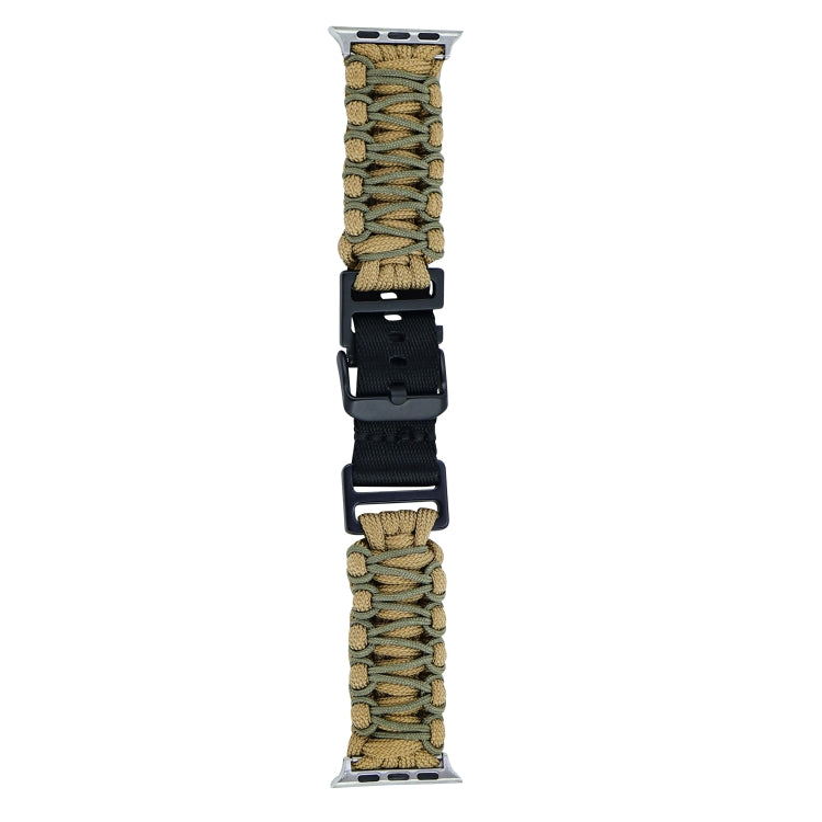 For Apple Watch Series 4 40mm Dual-layer Braided Paracord Buckle Watch Band(Khaki Army Green) by bashfashion