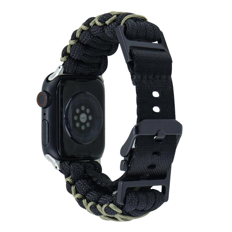 For Apple Watch Series 3 42mm Dual-layer Braided Paracord Buckle Watch Band(Black Army Green) by bashfashion
